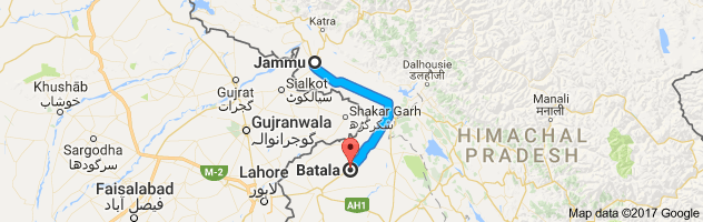 Jammu to Batala route, distance, time and road conditions