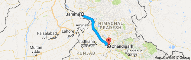 Jammu to Chandigarh route, distance, time and road conditions