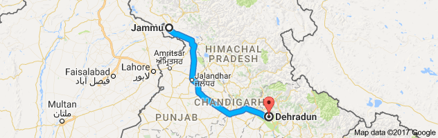 Jammu to Dehradun route, distance, time and road conditions