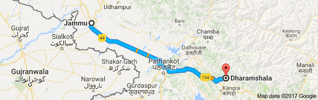 Jammu to Dharamshala route, distance, time and road conditions