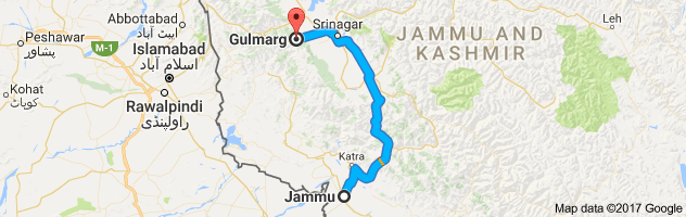 Jammu to Gulmarg route, distance, time and road conditions