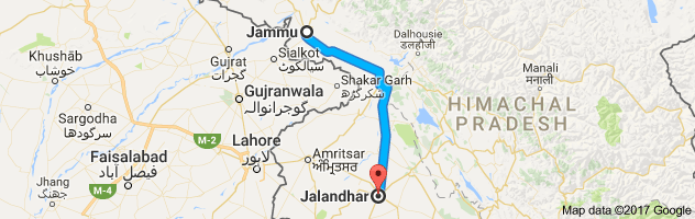 Jammu to Jalandhar route, distance, time and road conditions