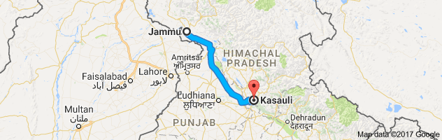 Jammu to Kasauli route, distance, time and road conditions