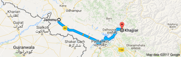 Jammu to Khajjiar route, distance, time and road conditions