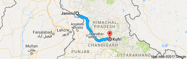 Jammu to Kufri route, distance, time and road conditions