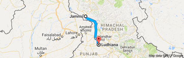 Jammu to Ludhiana route, distance, time and road conditions