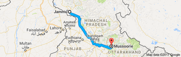 Jammu to Mussoorie route, distance, time and road conditions