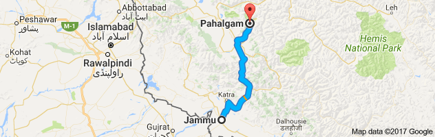 Jammu to Pahalgam route, distance, time and road conditions