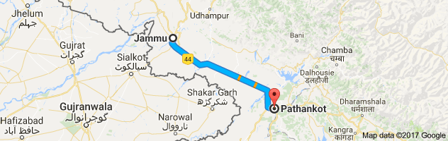 Jammu to Pathankot route, distance, time and road conditions