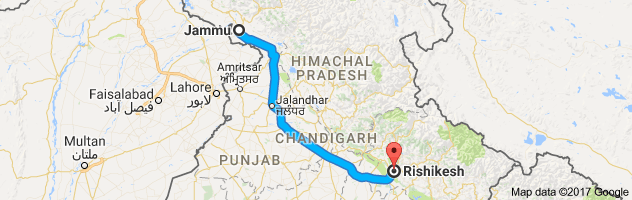 Jammu to Rishikesh route, distance, time and road conditions