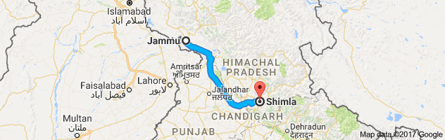 Jammu to Shimla route, distance, time and road conditions