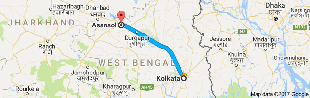 Kolkata to Asansol route, distance, time and road conditions