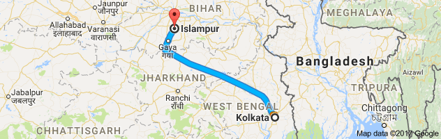 Kolkata to Islampur route, distance, time and road conditions