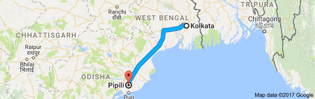 Kolkata to Pipili route, distance, time and road conditions