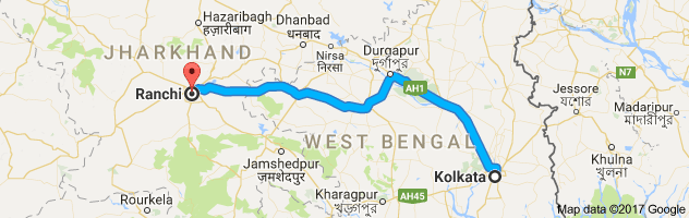 Kolkata to Ranchi route, distance, time and road conditions