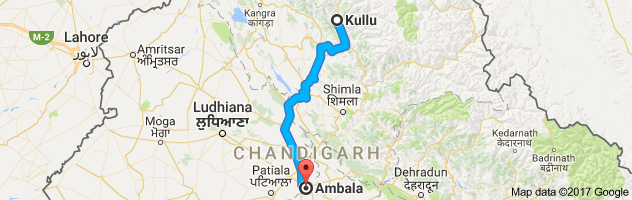 Kullu to Ambala route, distance, time and road conditions