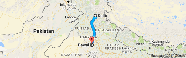 Kullu to Bawal route, distance, time and road conditions