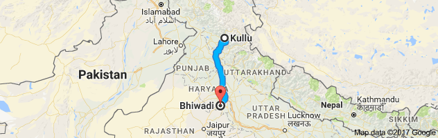 Kullu to Bhiwadi route, distance, time and road conditions