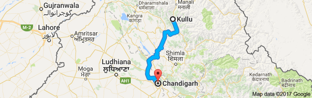 Kullu to Chandigarh route, distance, time and road conditions