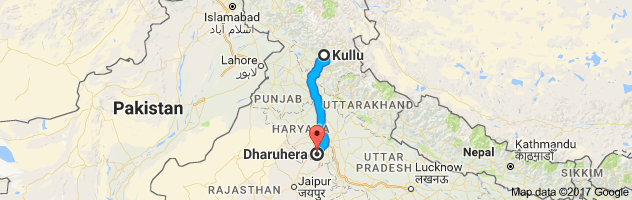 Kullu to Dharuhera route, distance, time and road conditions