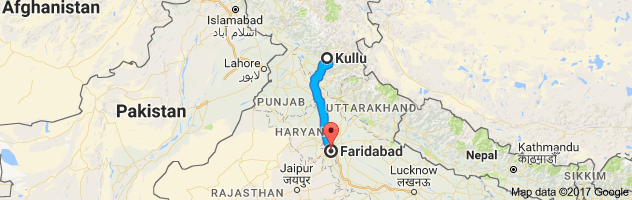 Kullu to Faridabad route, distance, time and road conditions