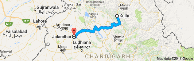 Kullu to Jalandhar route, distance, time and road conditions