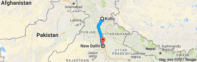 Kullu to New Delhi route, distance, time and road conditions