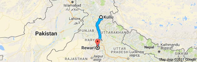 Kullu to Rewari route, distance, time and road conditions