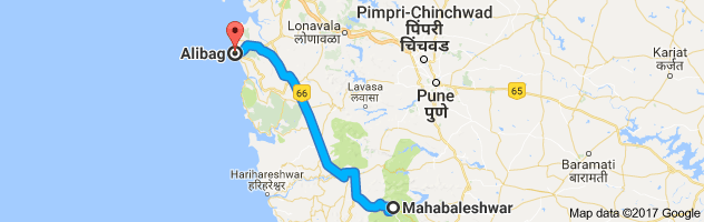 Mahabaleshwar to Alibag route, distance, time and road conditions