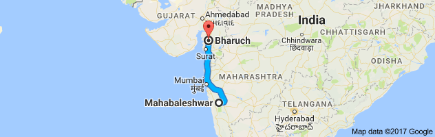 Mahabaleshwar to Bharuch route, distance, time and road conditions