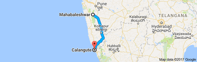 Mahabaleshwar to Calangute route, distance, time and road conditions