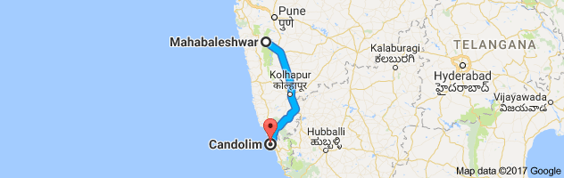 Mahabaleshwar to Candolim route, distance, time and road conditions