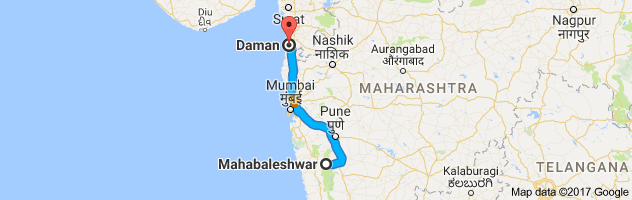 Mahabaleshwar to Daman route, distance, time and road conditions