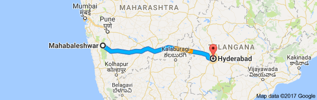 Mahabaleshwar to Hyderabad route, distance, time and road conditions