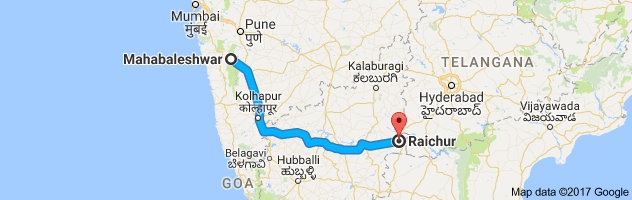 Mahabaleshwar to Raichur route, distance, time and road conditions