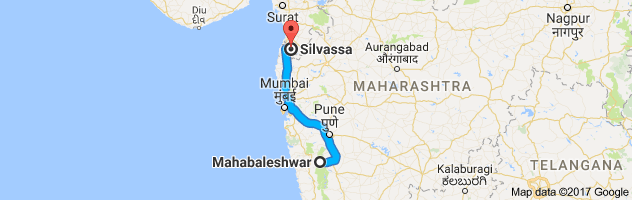 Mahabaleshwar to Silvassa route, distance, time and road conditions