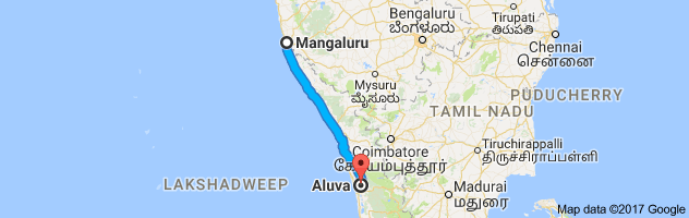 Mangalore to Aluva route, distance, time and road conditions