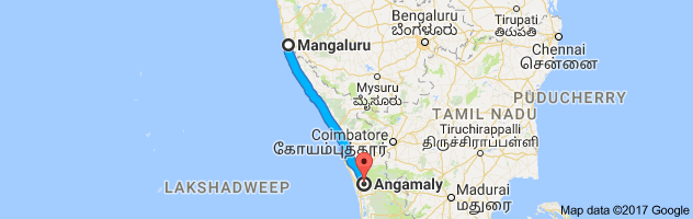 Mangalore to Angamaly route, distance, time and road conditions