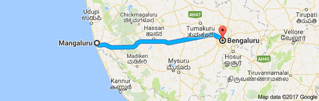 Mangalore to Bangalore route, distance, time and road conditions