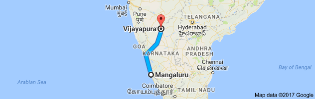 Mangalore to Bijapur route, distance, time and road conditions