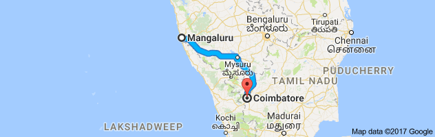 Mangalore to Coimbatore route, distance, time and road conditions