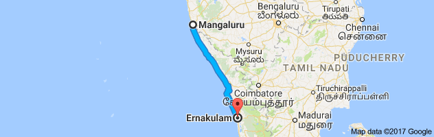 Mangalore to Ernakulam route, distance, time and road conditions