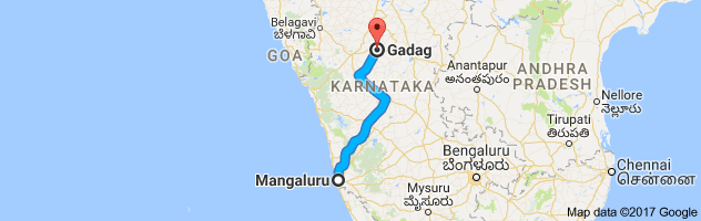 Mangalore to Gadag route, distance, time and road conditions