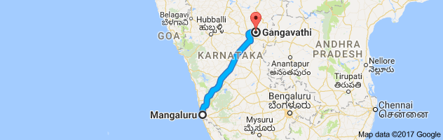 Mangalore to Gangavathi route, distance, time and road conditions