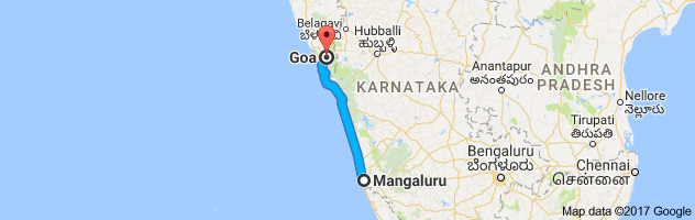 Mangalore to Goa route, distance, time and road conditions