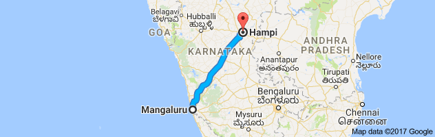 Mangalore to Hampi route, distance, time and road conditions