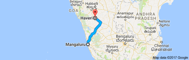 Mangalore to Haveri route, distance, time and road conditions