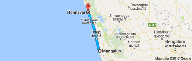 Mangalore to Honnavar route, distance, time and road conditions