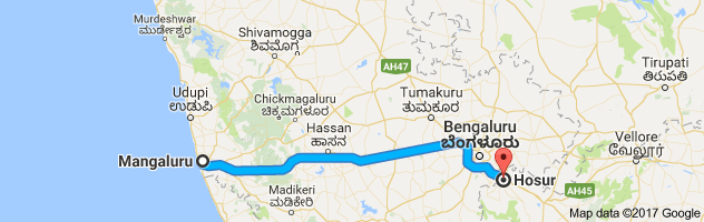 Mangalore to Hosur route, distance, time and road conditions