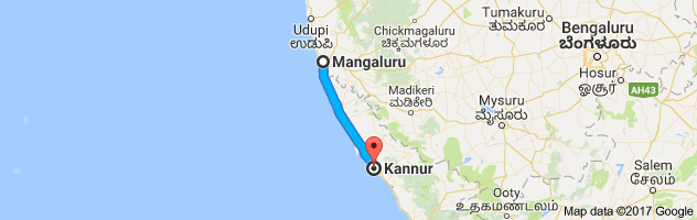 Mangalore to Kannur route, distance, time and road conditions